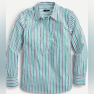 J. CREW Cotton Poplin Shirt In Mixed Stripe 2X.